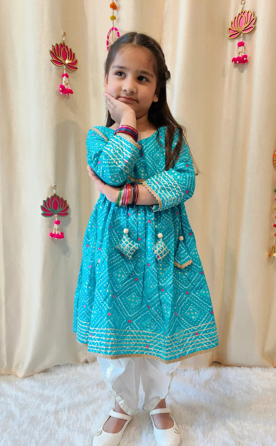 Blue Muslin Dhoti set