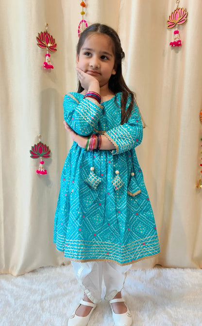 Blue Muslin Dhoti set