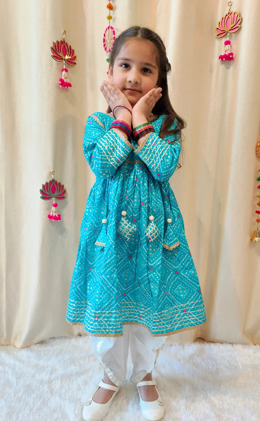 Blue Muslin Dhoti set