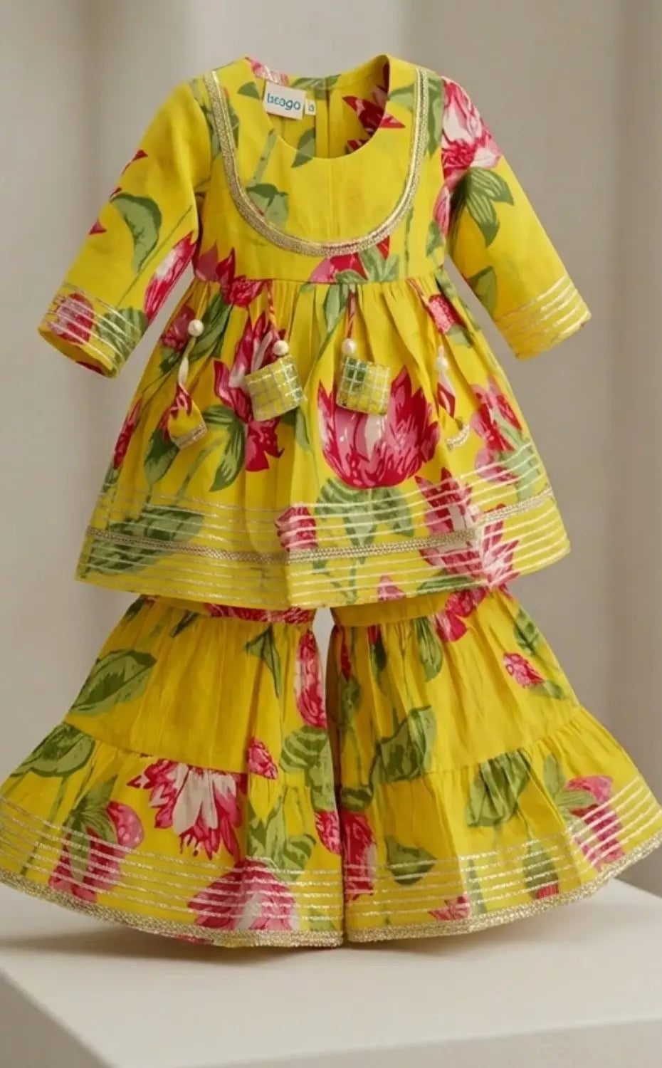 Floral Yellow sharara set