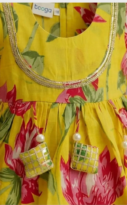 Floral Yellow sharara set
