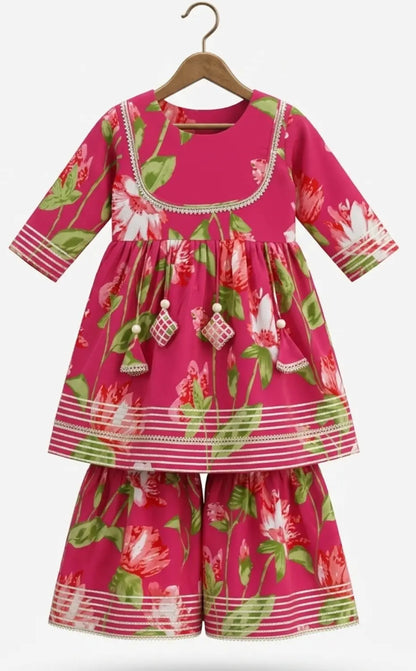 Floral Red sharara set