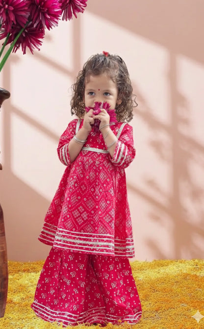 Red sharara set