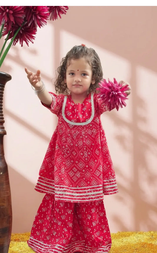 Red sharara set