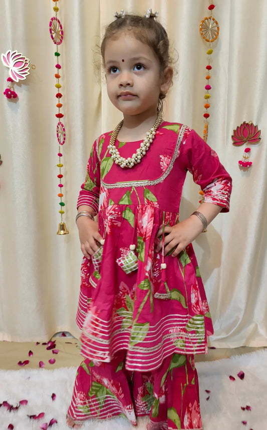 Floral Red sharara set