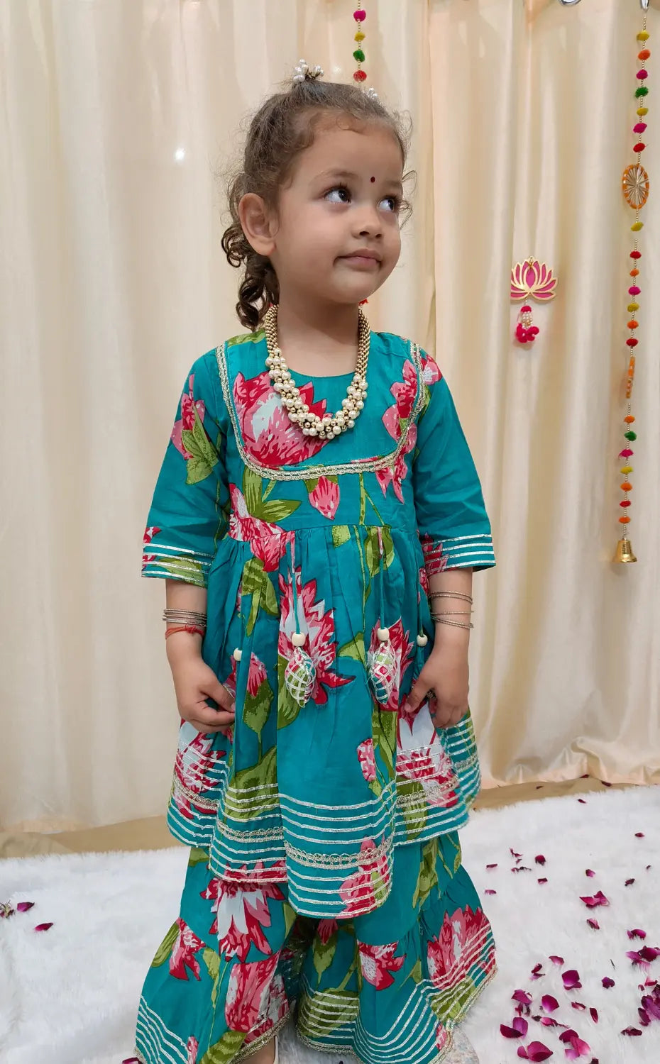 Floral Green sharara set