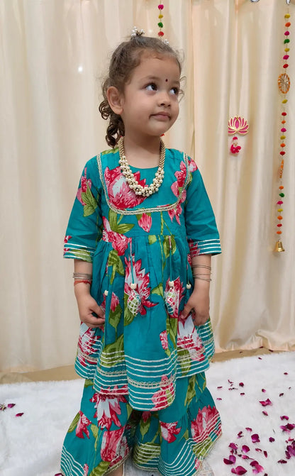 Floral Green sharara set