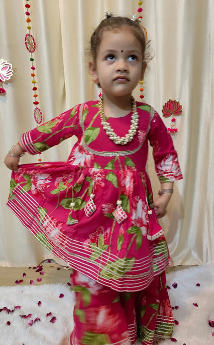 Floral Red sharara set