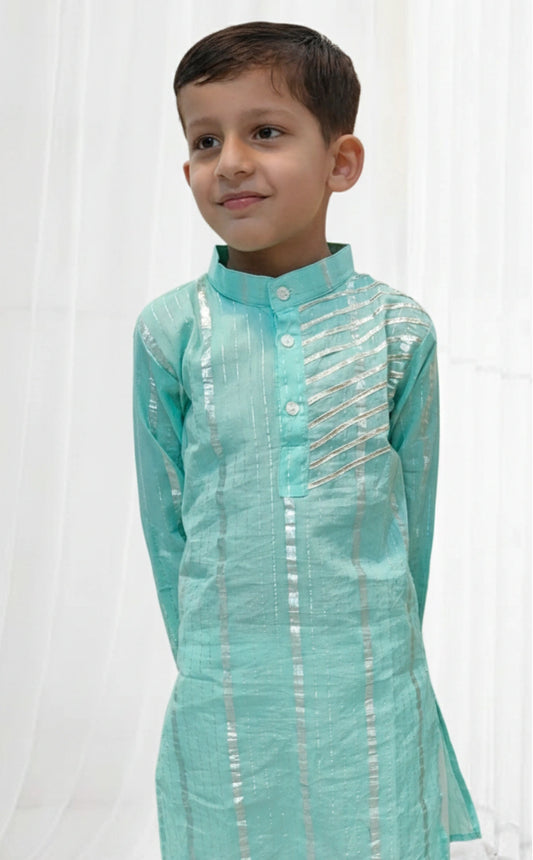 Green Lurex kurta Set