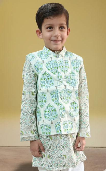 Block print Nehru Jacket set
