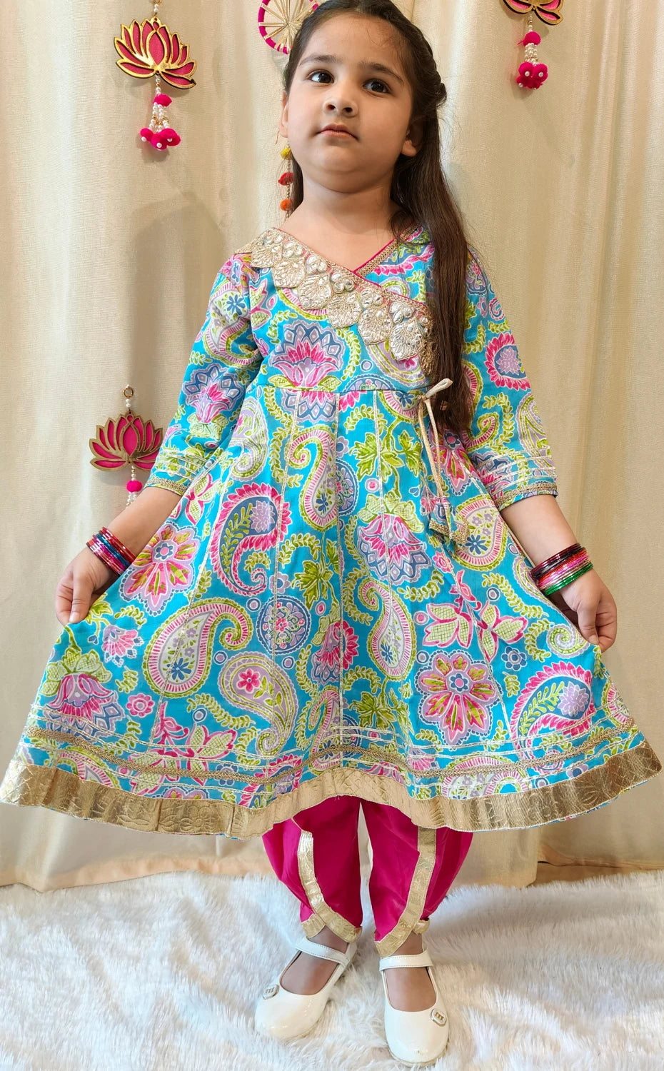 Blue Floral Dhoti Sets