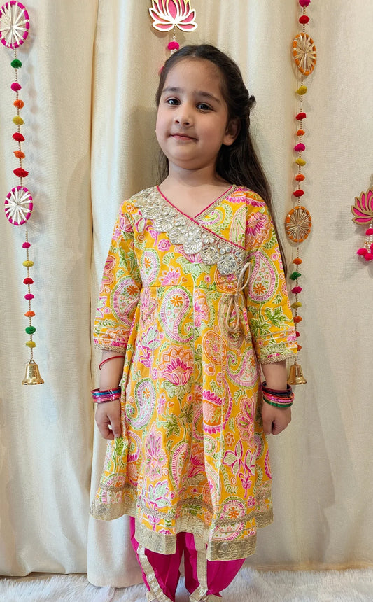 Yellow Floral Dhoti Sets