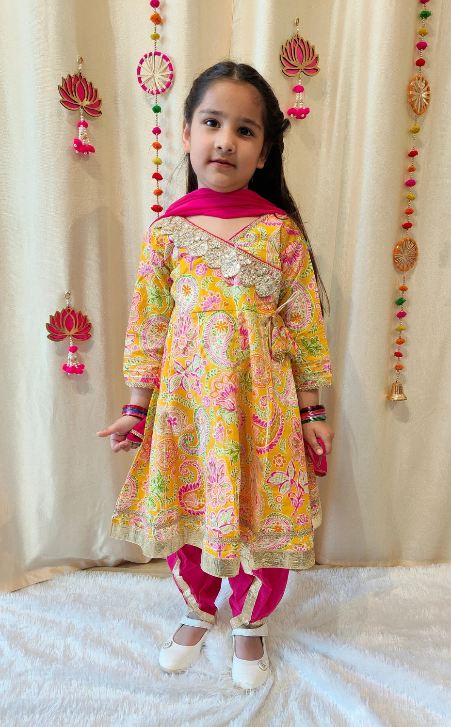 Yellow Floral Dhoti Sets