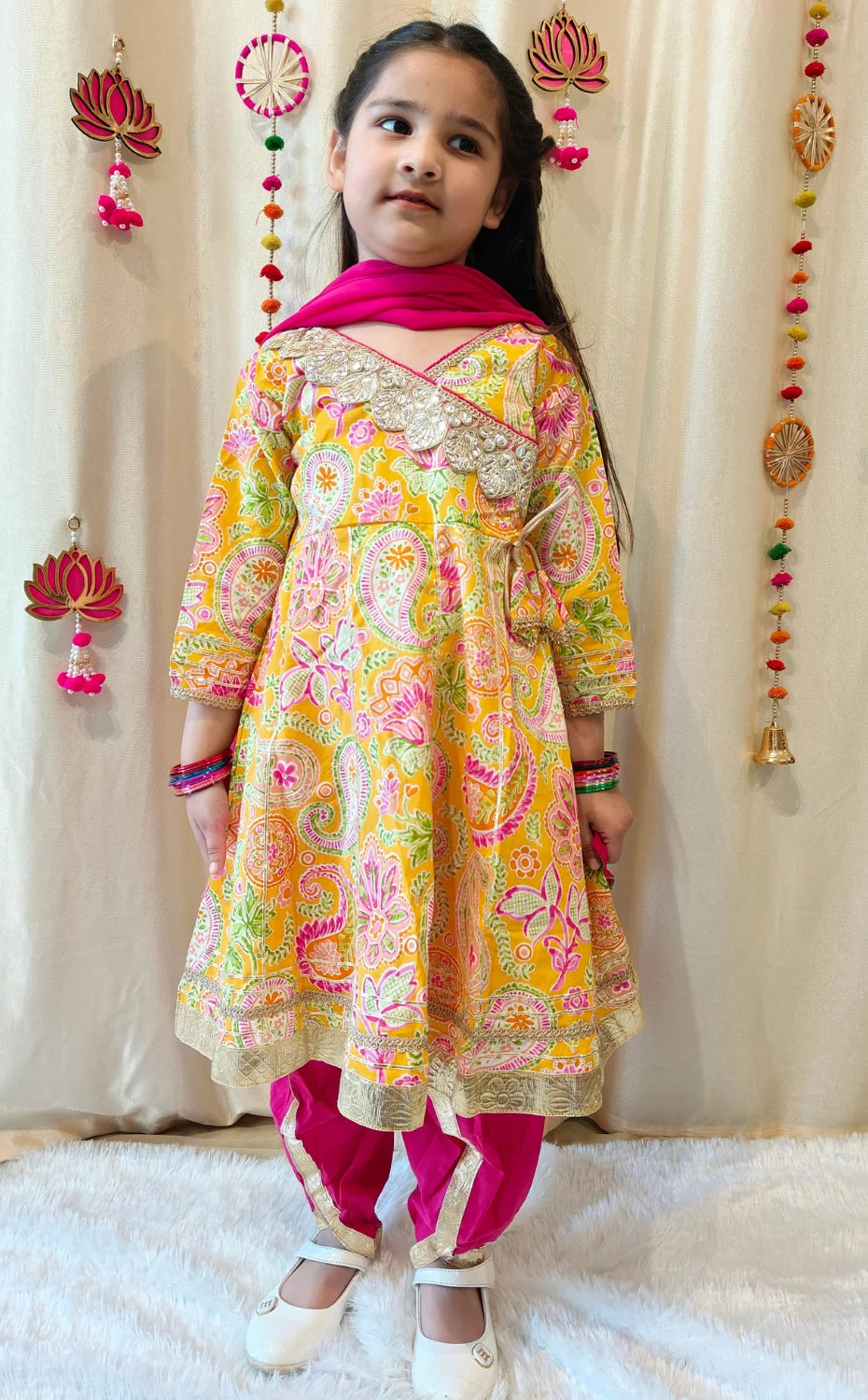 Yellow Floral Dhoti Sets